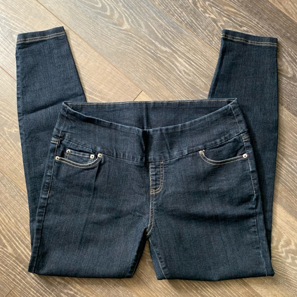 HUE pull on cropped denim skinny jegging sz L